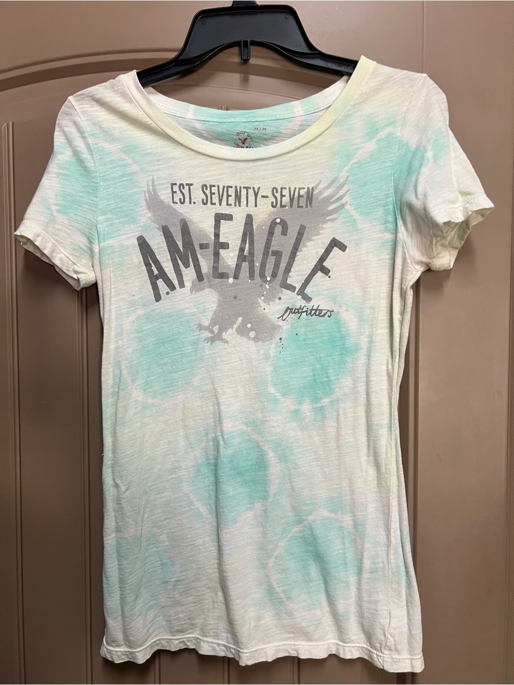 American Eagle Outfitters Mint Tie-Dye Logo Tee